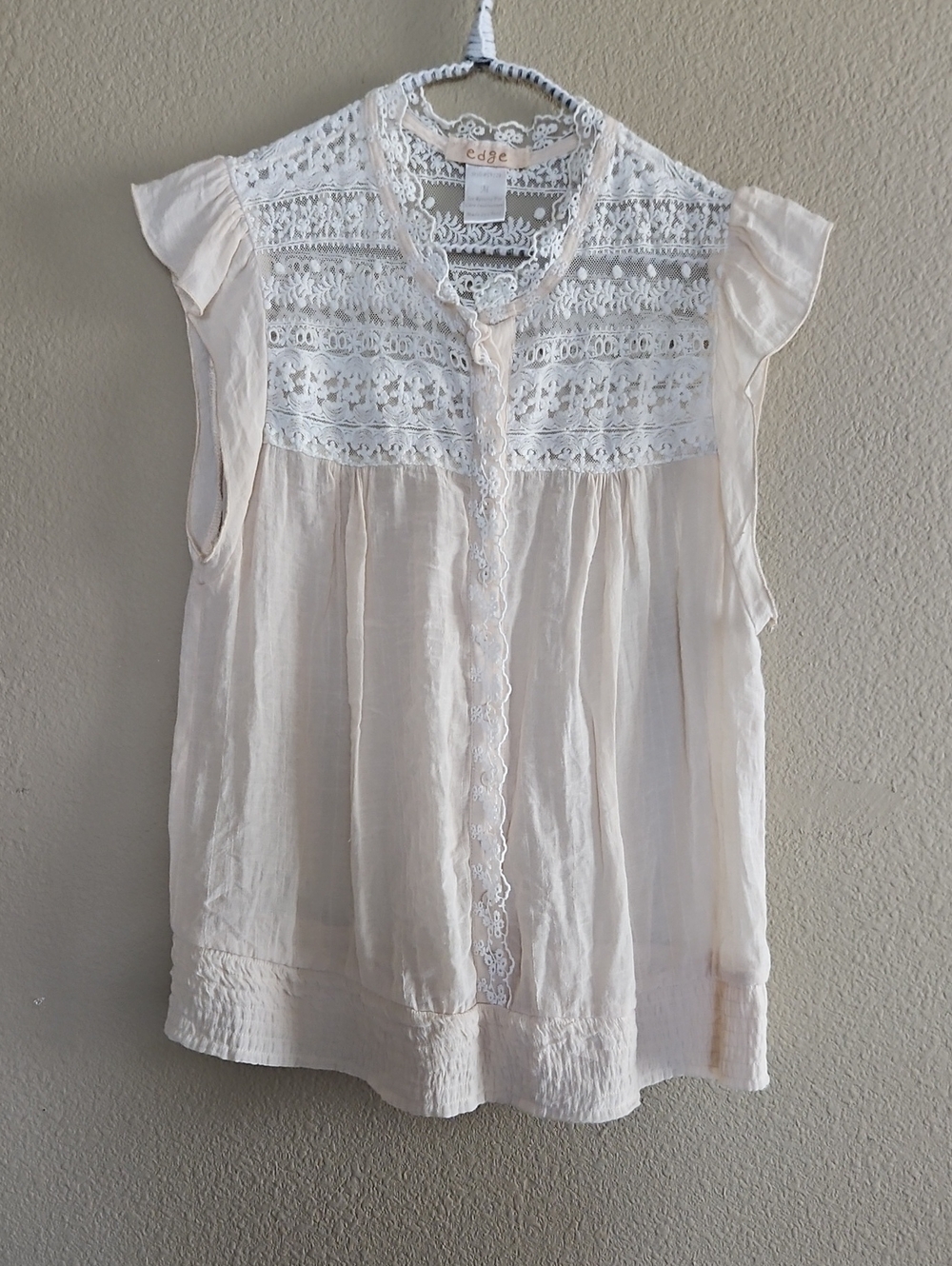 Vintage Lace Cream And White Blouse